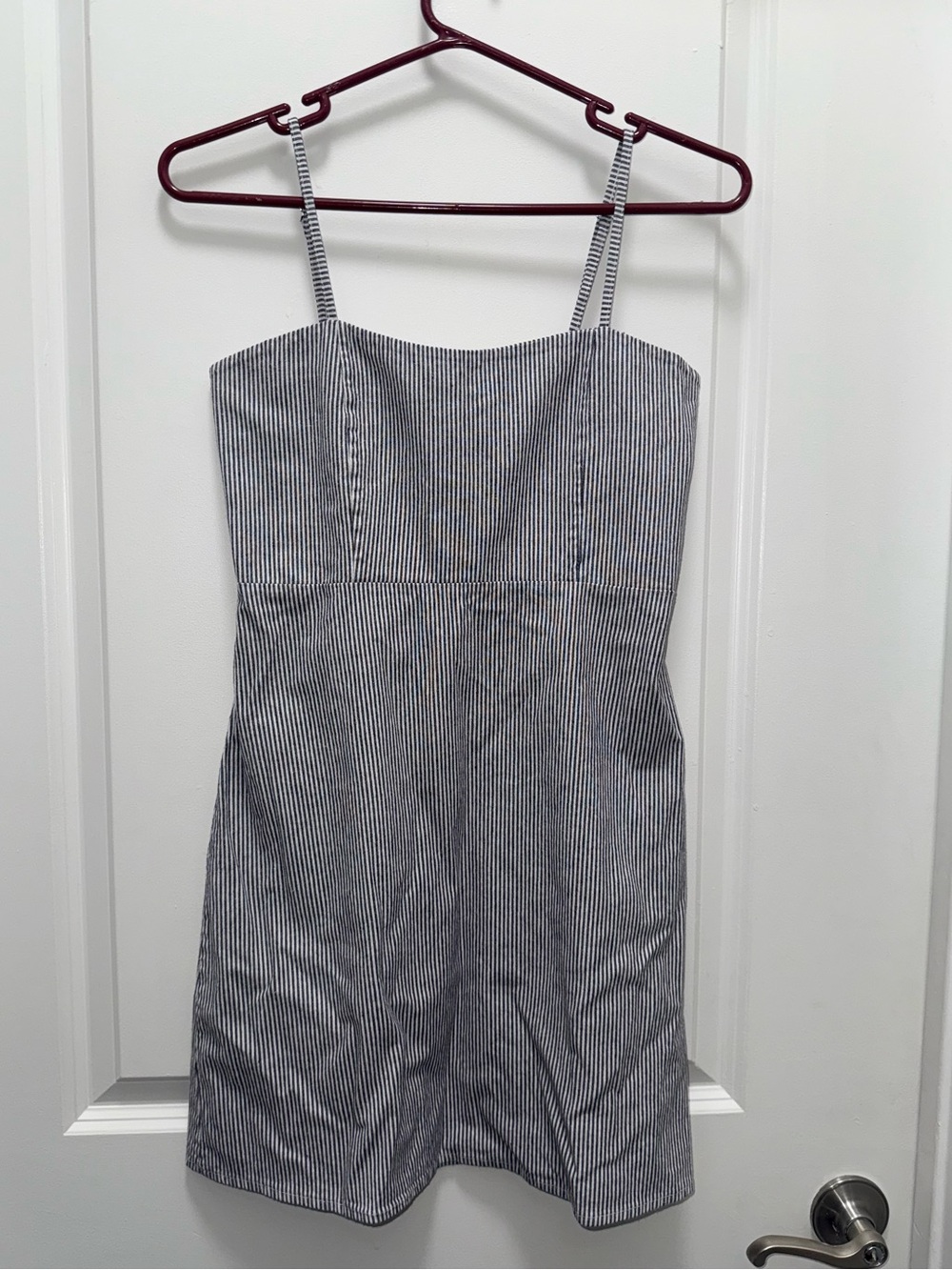 Brandy Melville Striped Spaghetti Strap Mini Dress - Blue & White